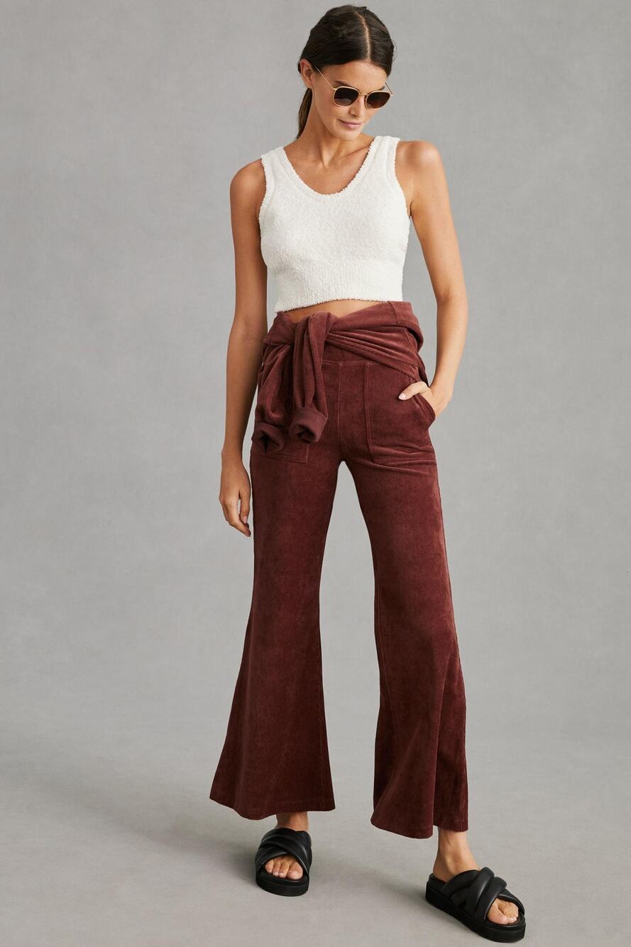 Daily Practice by Anthropologie Velour Corduroy Flare Trousers - New - Small